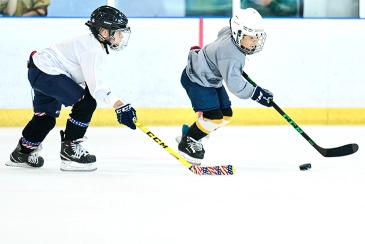 Hockey players playing a game