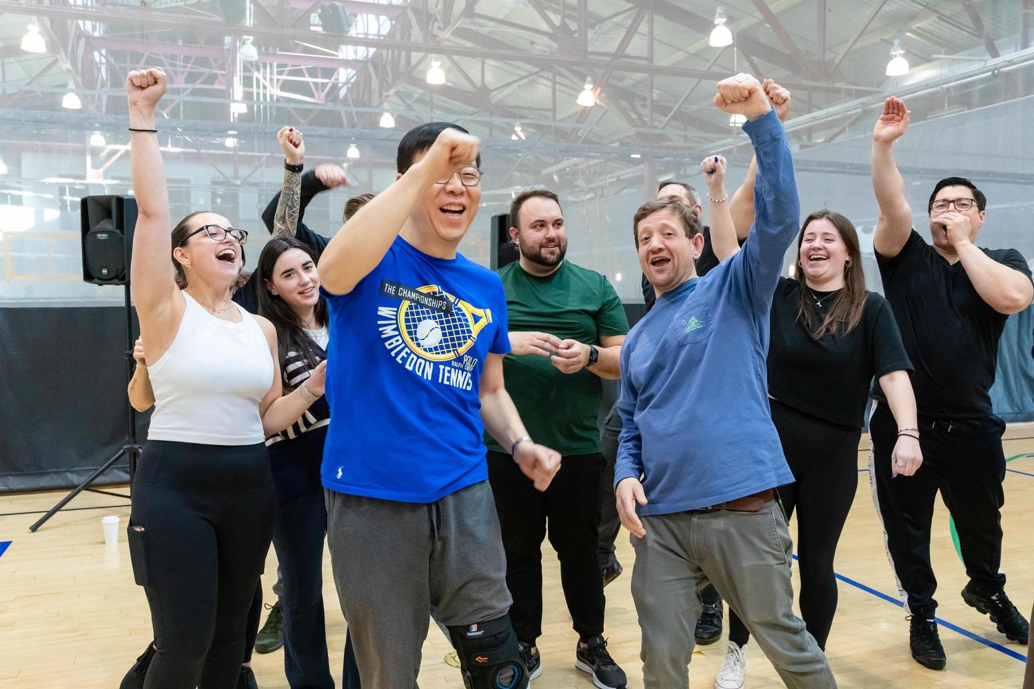 Team cheering on court