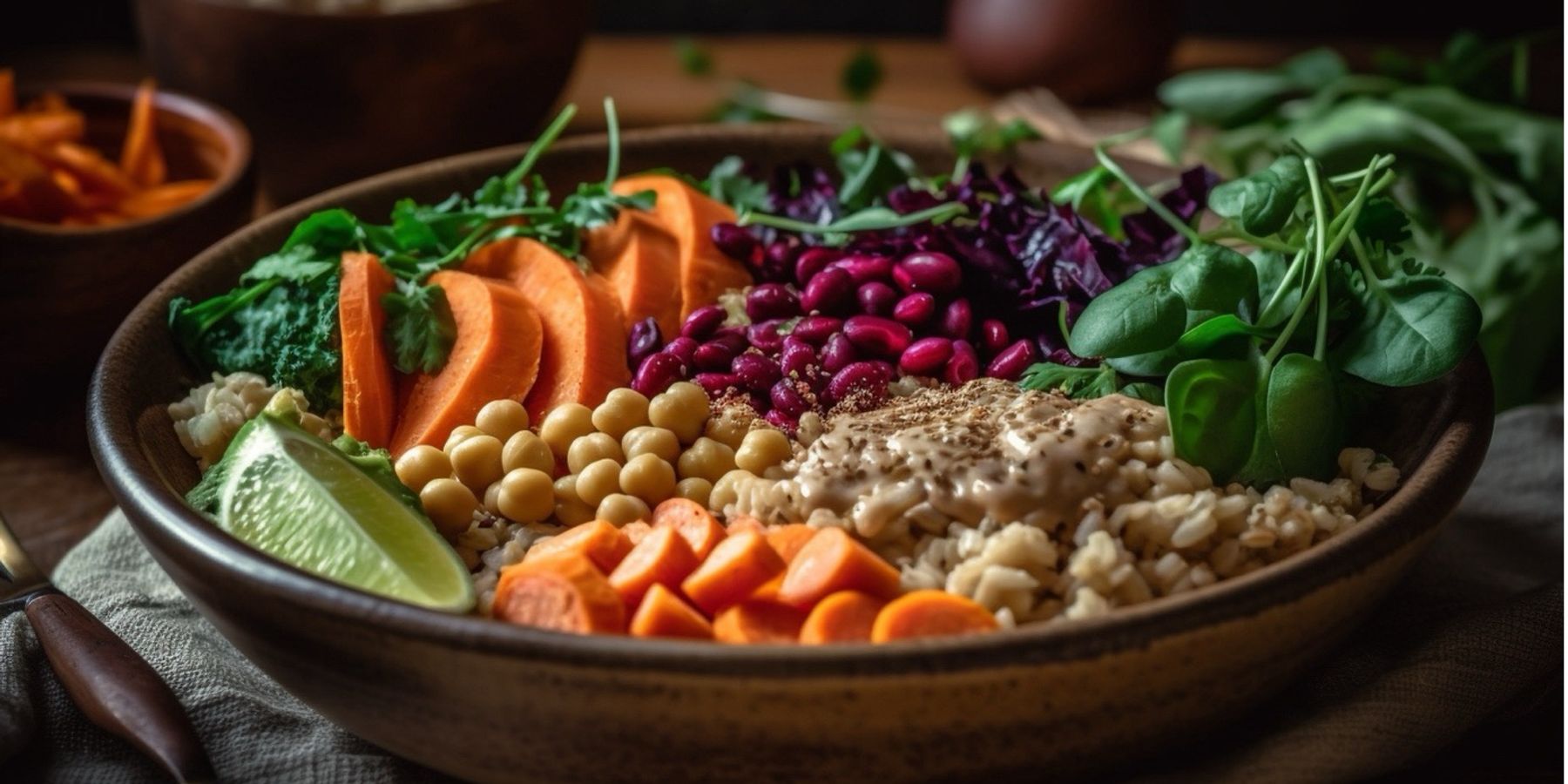 Egészséges vegetáriánus saláta friss bio-alapanyagokból.