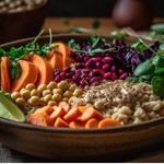 Egészséges vegetáriánus saláta friss bio-alapanyagokból.
