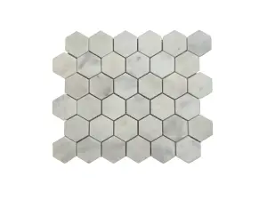 Carrara White Honed Marble Hexagon Mosaic Tiles view 1