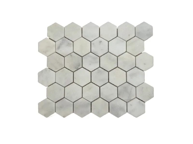 Carrara White Honed Marble Hexagon Mosaic Tiles