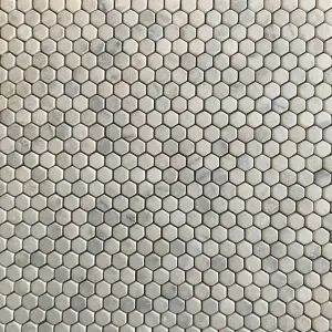 Carrara White Tumbled Marble Hexagon Mosaic Tile view 2