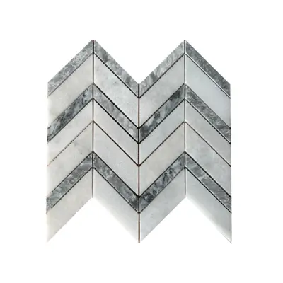 Carrara White - Platinum Grey Honed Marble Mosaic Tiles
