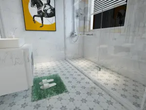 Carrara White - Platinum Grey Honed Starline Marble Mosaic Tiles view 3