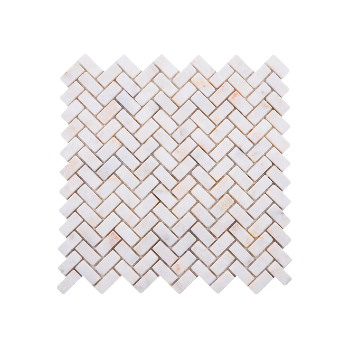 Calacatta Sugar Tumbled Marble Herringbone Mosaic Tiles