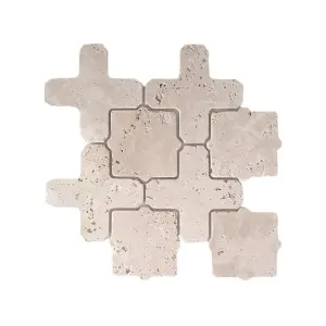 Classic Tumbled Travertine Casablanca Mosaic Tiles view 1