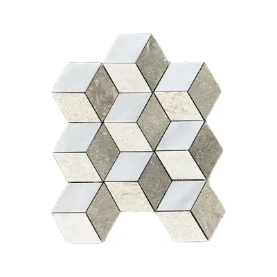3D Cube Rhombus Honed Marble Mosaic Tile