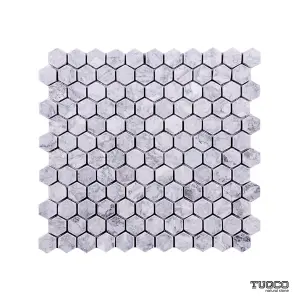 Platinum Grey Tumbled Marble Hexagon Mosaic Tile view 1