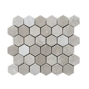 Belgravia Beige Polished Marble Hexagon Mosaic Tiles view 1