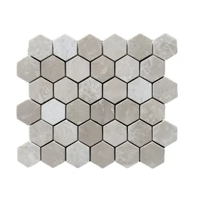 Belgravia Beige Polished Marble Hexagon Mosaic Tiles