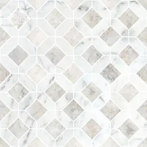 Carrara White - Nimbus Honed Marble Window Mosaic Tiles view 2