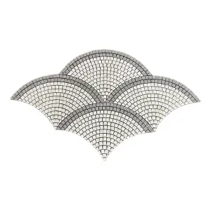 Creamy Beige - Rustic Green  Fan / Scallop Honed Limestone Mosaic Tile view 1