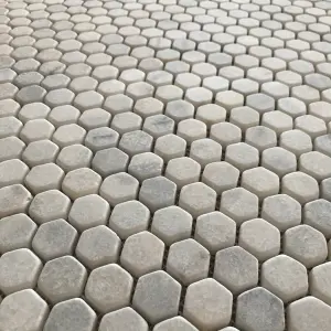 Carrara White Tumbled Marble Hexagon Mosaic Tile view 3