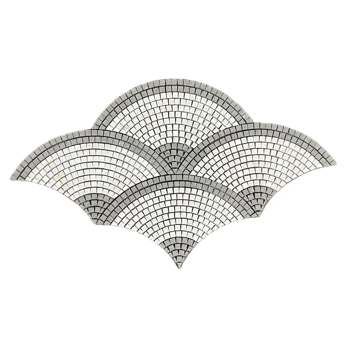 Rustic Green - Creamy Beige Outline Fan / Scallop Honed Limestone Mosaic Tile