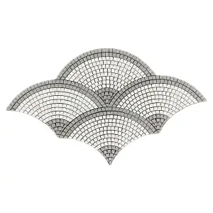 Creamy Beige - Rustic Green  Fan / Scallop Honed Limestone Mosaic Tile view 2