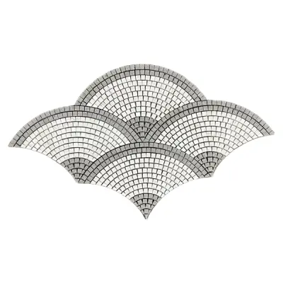 Rustic Green - Creamy Beige Outline Fan / Scallop Honed Limestone Mosaic Tile