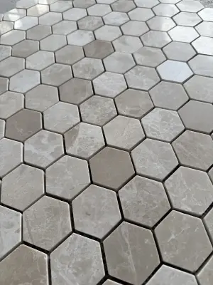 Belgravia Beige Polished Marble Hexagon Mosaic Tiles view 3