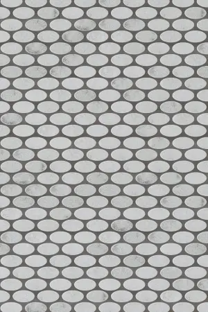 Carrara White Tumbled Marble Ellipse Mosaic Tiles view 3