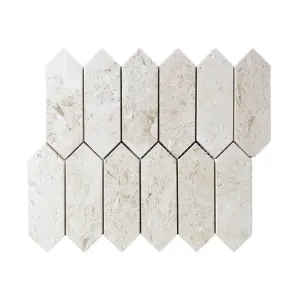 Shellstone Brushed Limestone Picket Mosaic Tiles view 3