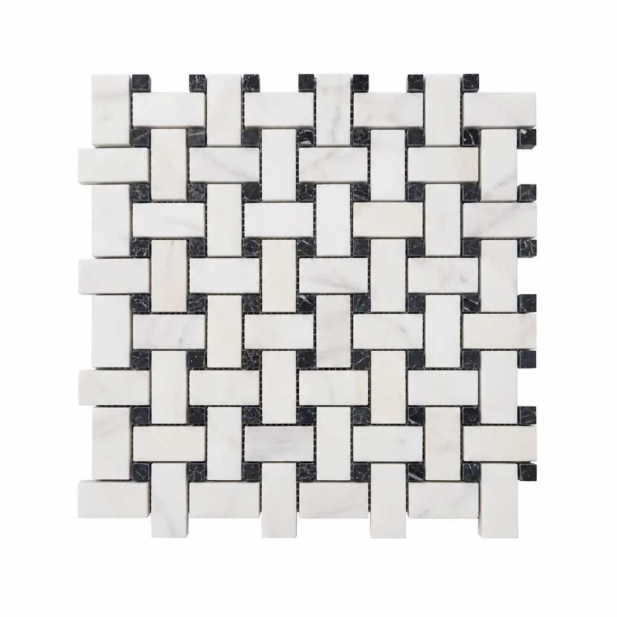 Dolomite - Nero Marquina Polished Marble Basket Weave Mosaic Tile