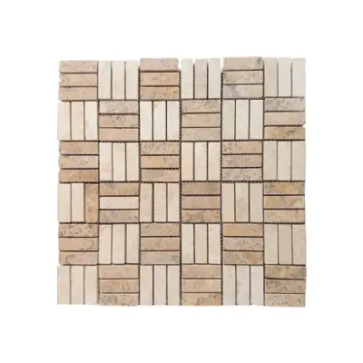 Light - Noche Honed Travertine Jenga Mosaic Tiles