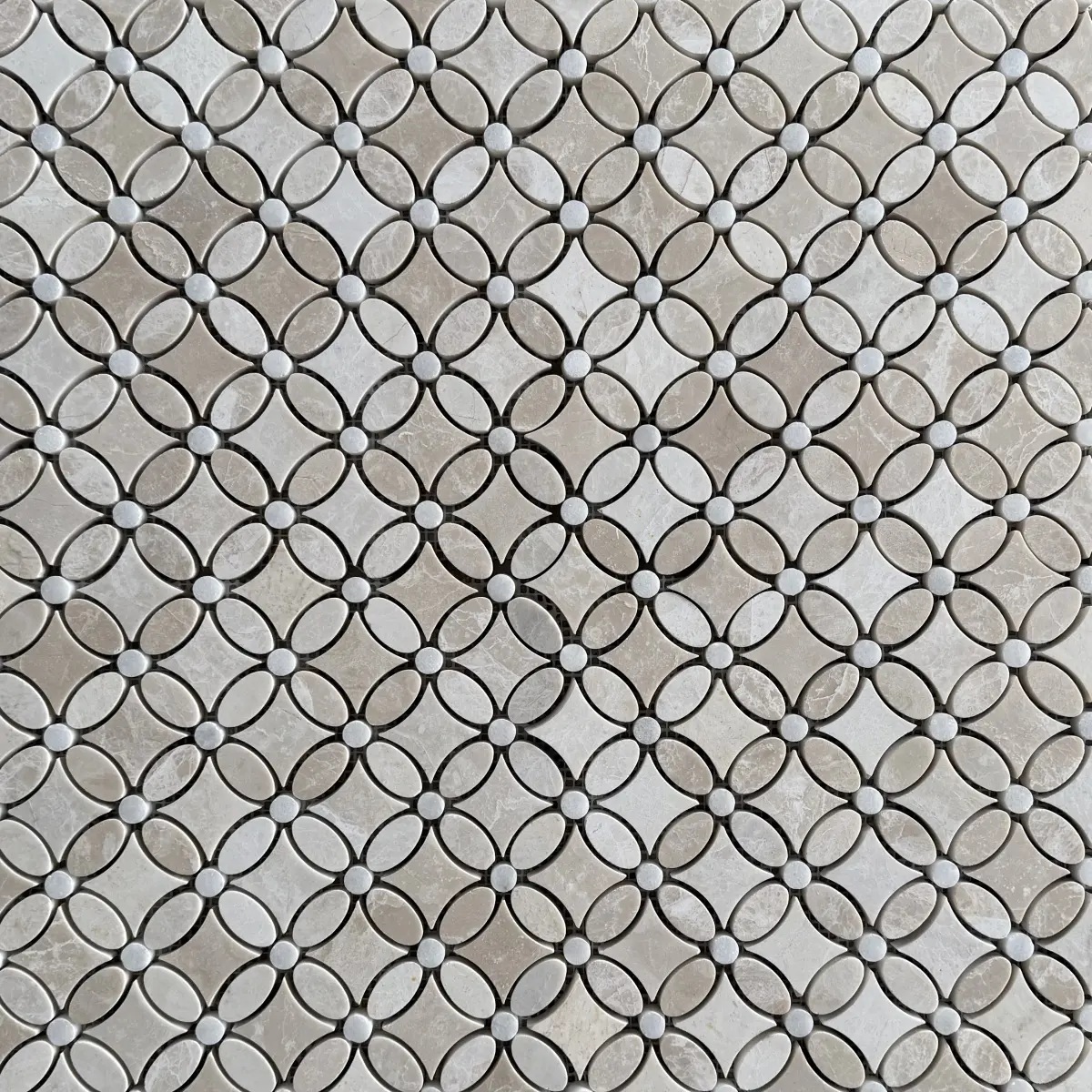 Belgravia Beige Polished Marble Flower Mosaic Tiles