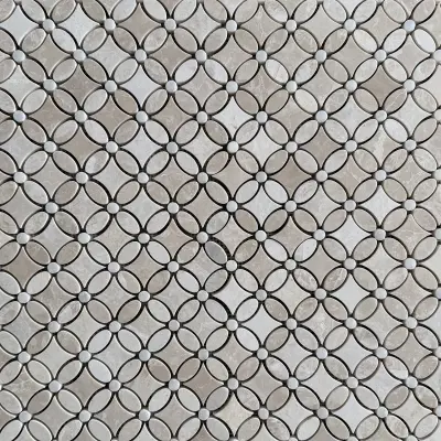 Belgravia Beige Polished Marble Flower Mosaic Tiles