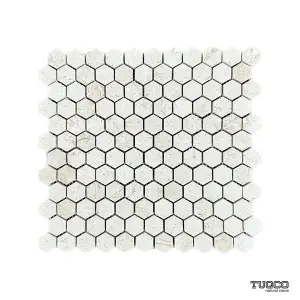 Shellstone Brushed Limestone Hexagon Mosaic Tiles view 1