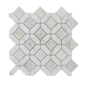 Carrara White - Nimbus Honed Marble Window Mosaic Tiles view 1