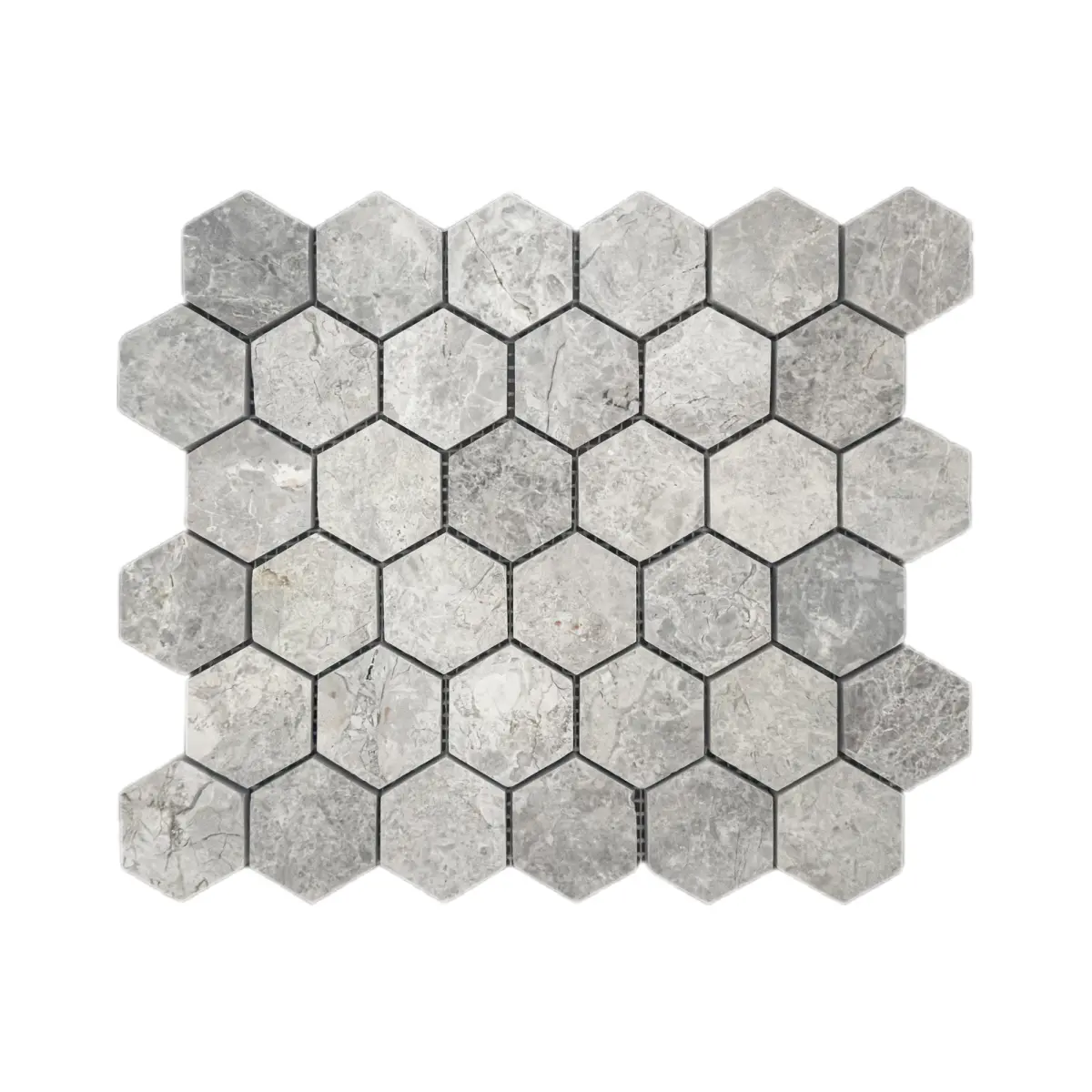 Silver Shadow Hexagon Polished Marble Hexagon Mosaic Tiles