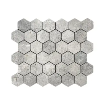 Silver Shadow Hexagon Polished Marble Hexagon Mosaic Tiles