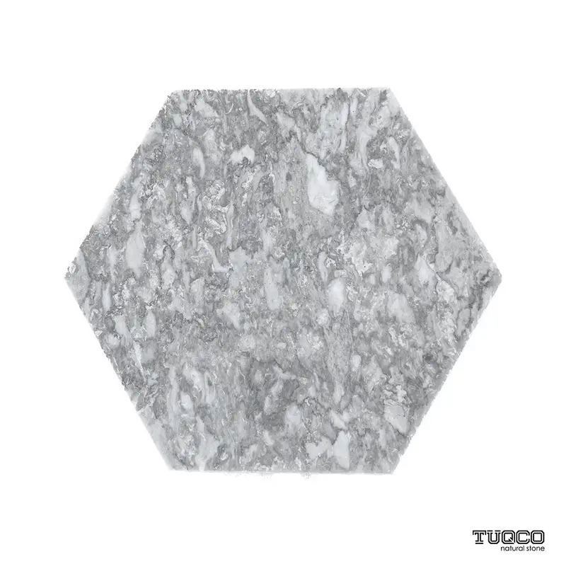 Platinum Grey Honed Hexagon Marble Wall & Floor Tiles