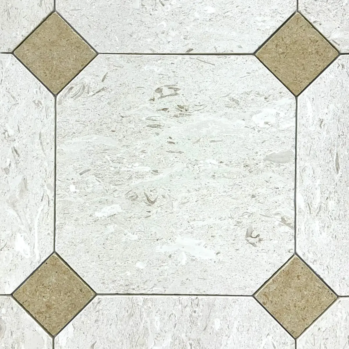 Shellstone Limestone - Classic Travertine Tumbled Octagon Wall & Floor Tiles