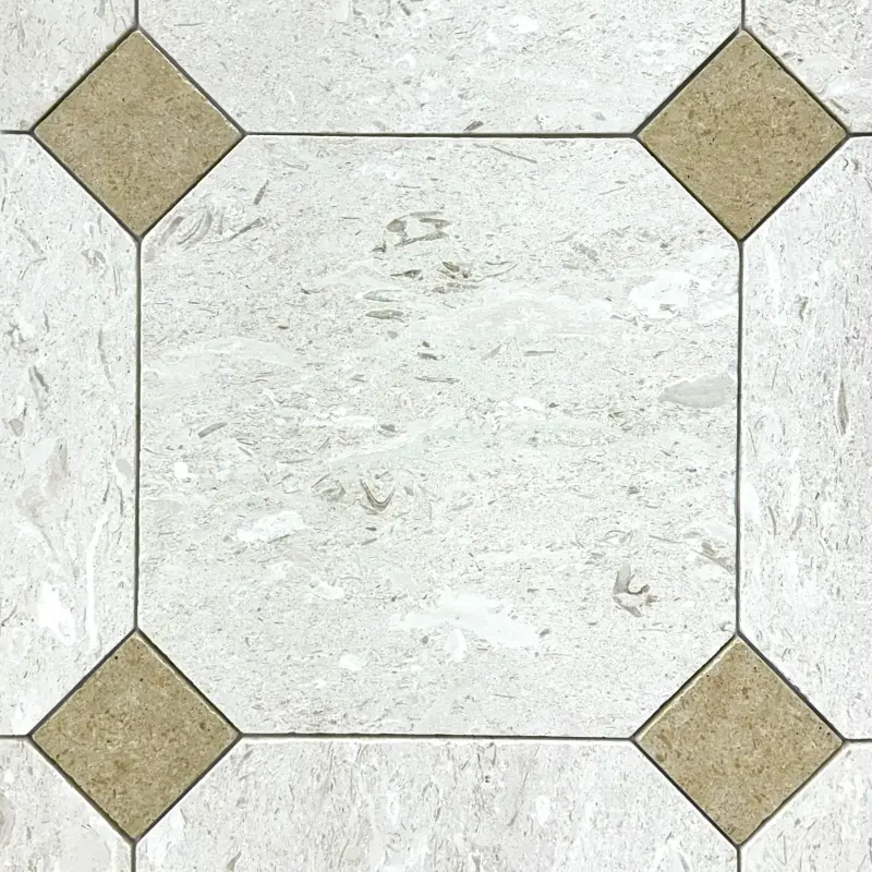 Shellstone Limestone - Classic Travertine Tumbled Octagon Wall & Floor Tiles
