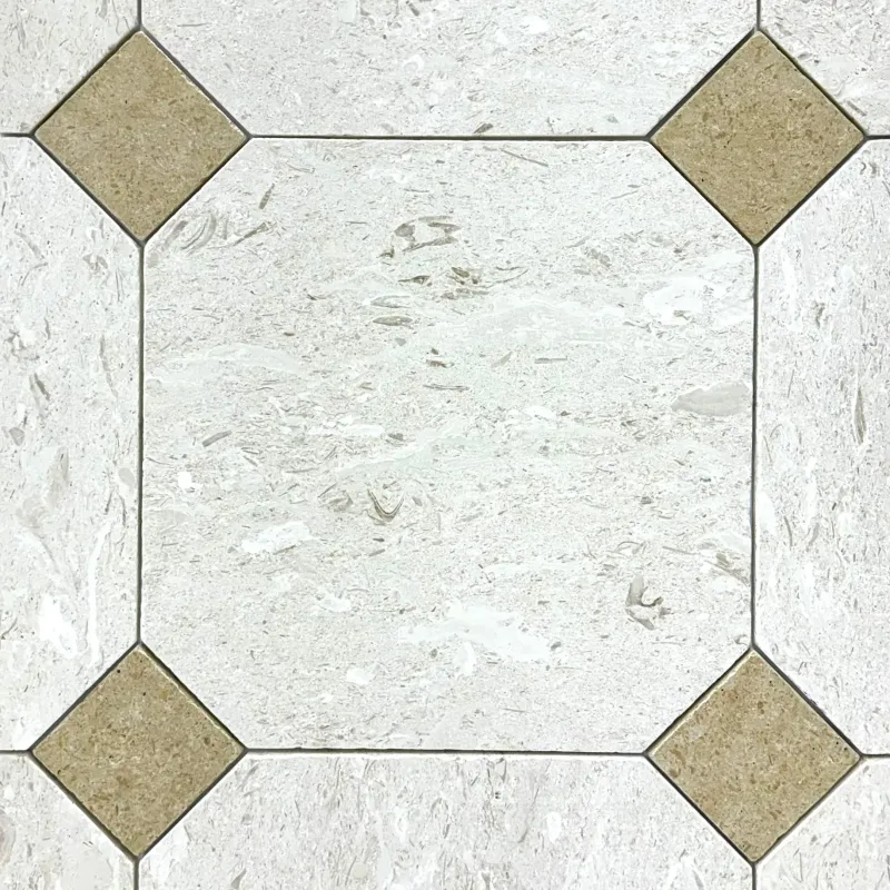 Shellstone Limestone - Classic Travertine Tumbled Octagon Wall & Floor Tiles