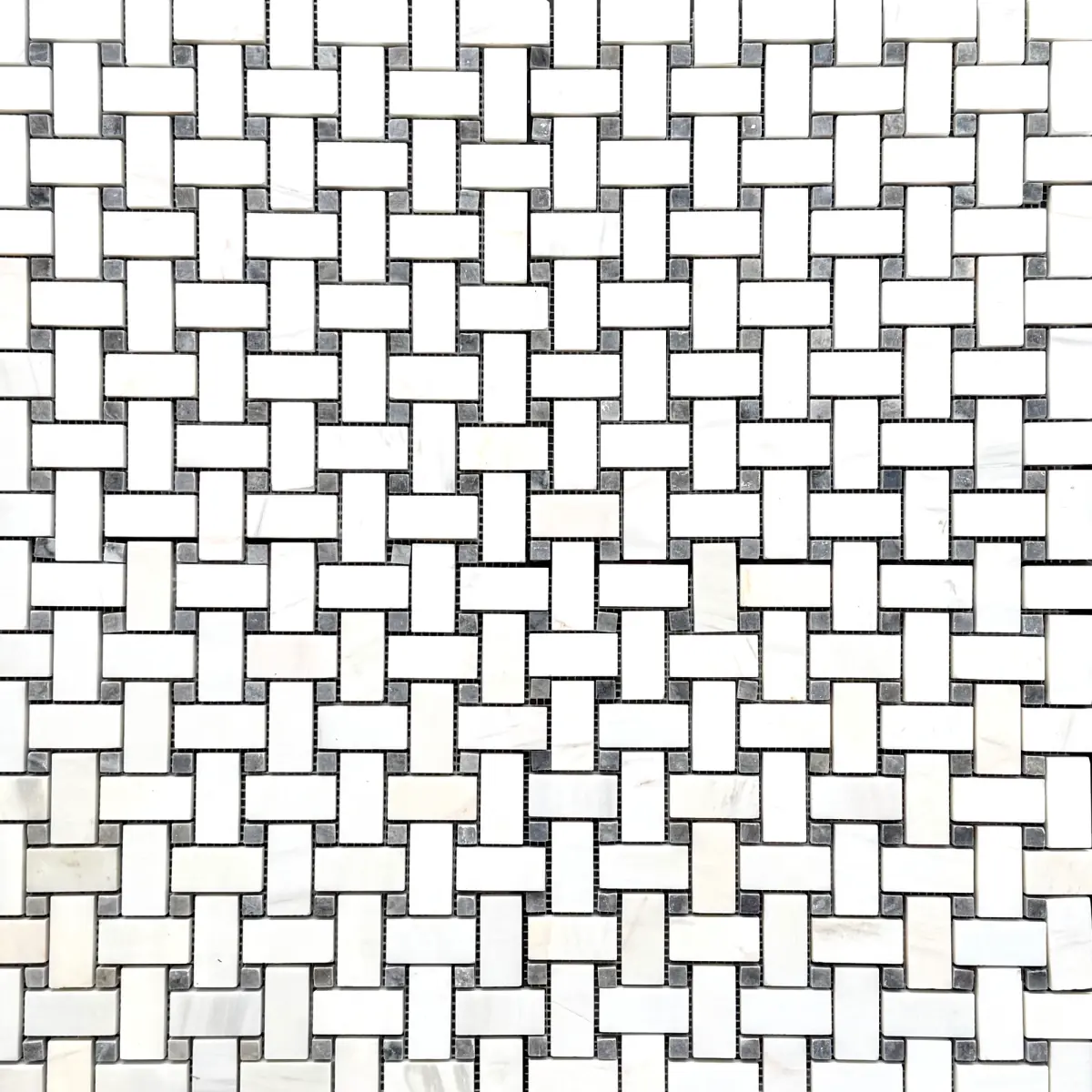 Dolomite - Platinum Grey Polished Marble Basket Weave Mosaic Tile