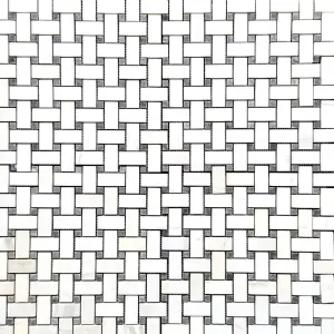 Dolomite - Platinum Grey Polished Marble Basket Weave Mosaic Tile view 1