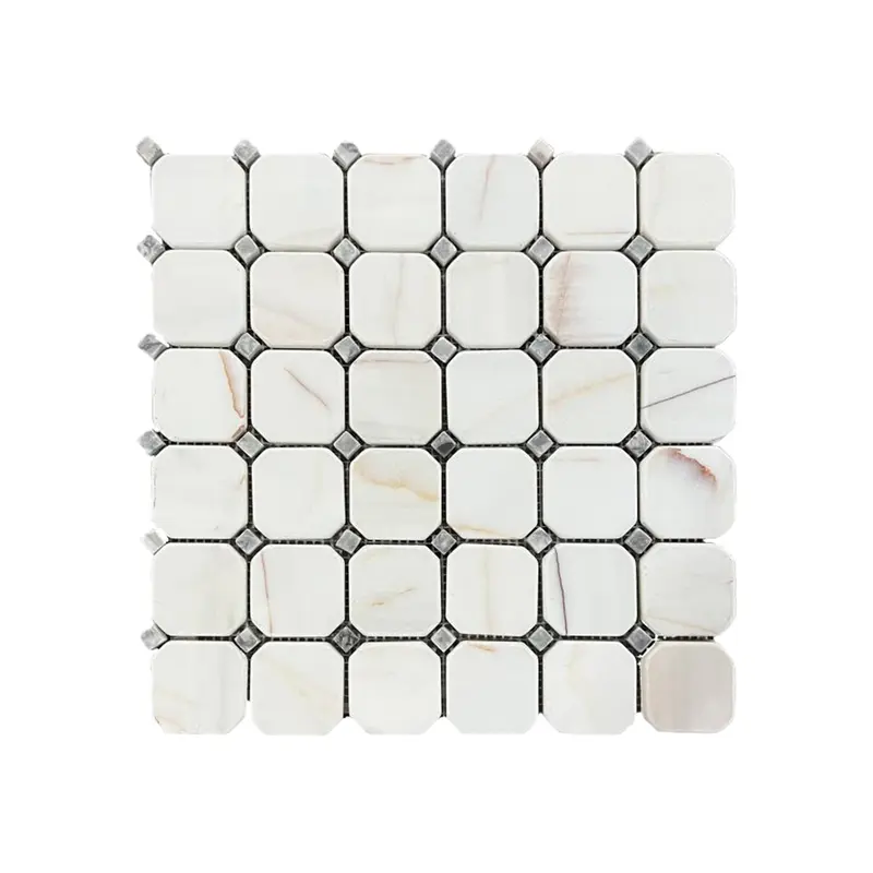 Dolomite Spider Tumbled Marble Octagon Mosaic Tiles