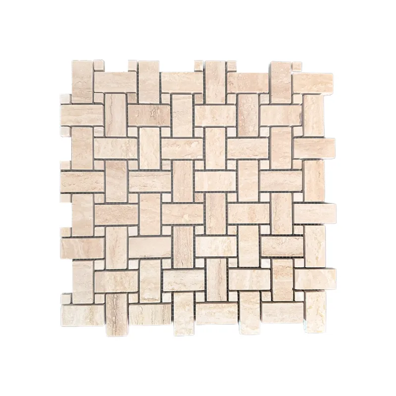 Classic Polished Travertine Basket Weave Mosaic Tile