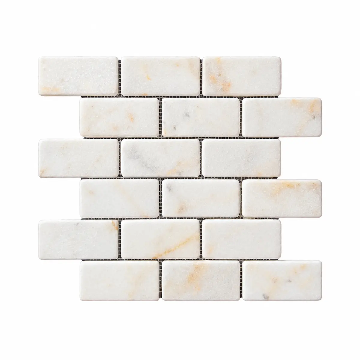 Calacatta Sugar Tumbled Marble Brick Mosaic Tiles 50x100