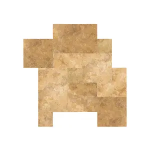 Travertine Walnut Versailles Pattern Paving Patio Tile Set view 2