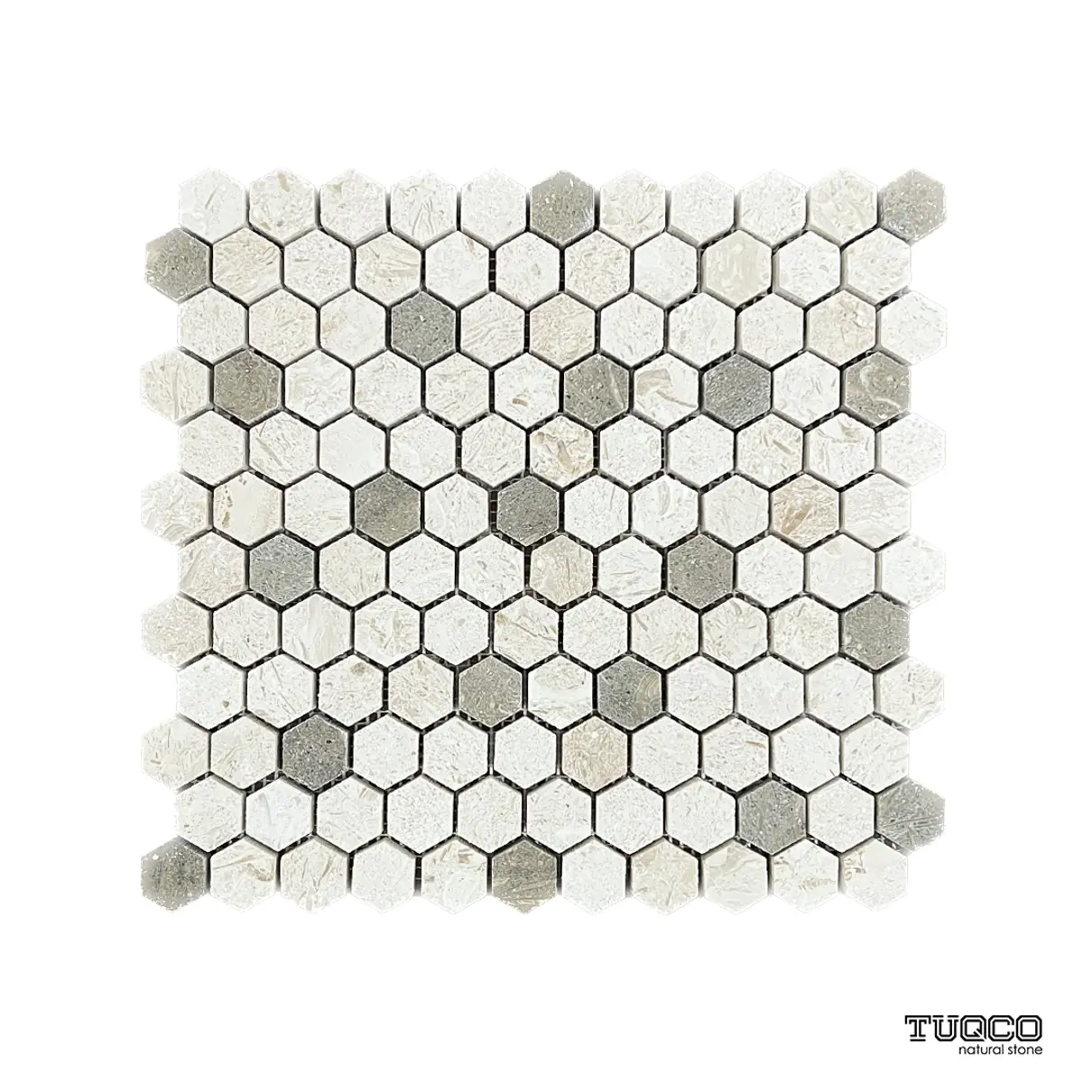 Shellstone Limestone - Rustic Green Brushed Marble Hexagon Mosaic Tile