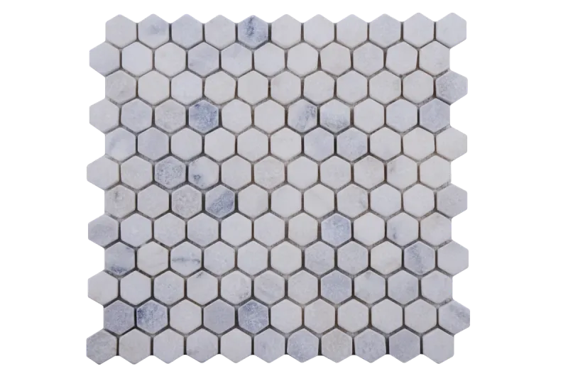 Carrara White Tumbled Marble Hexagon Mosaic Tile