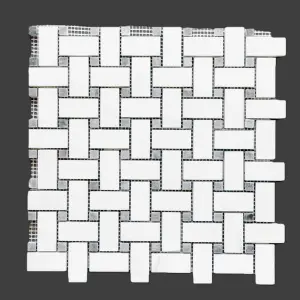 Dolomite - Platinum Grey Polished Marble Basket Weave Mosaic Tile view 2