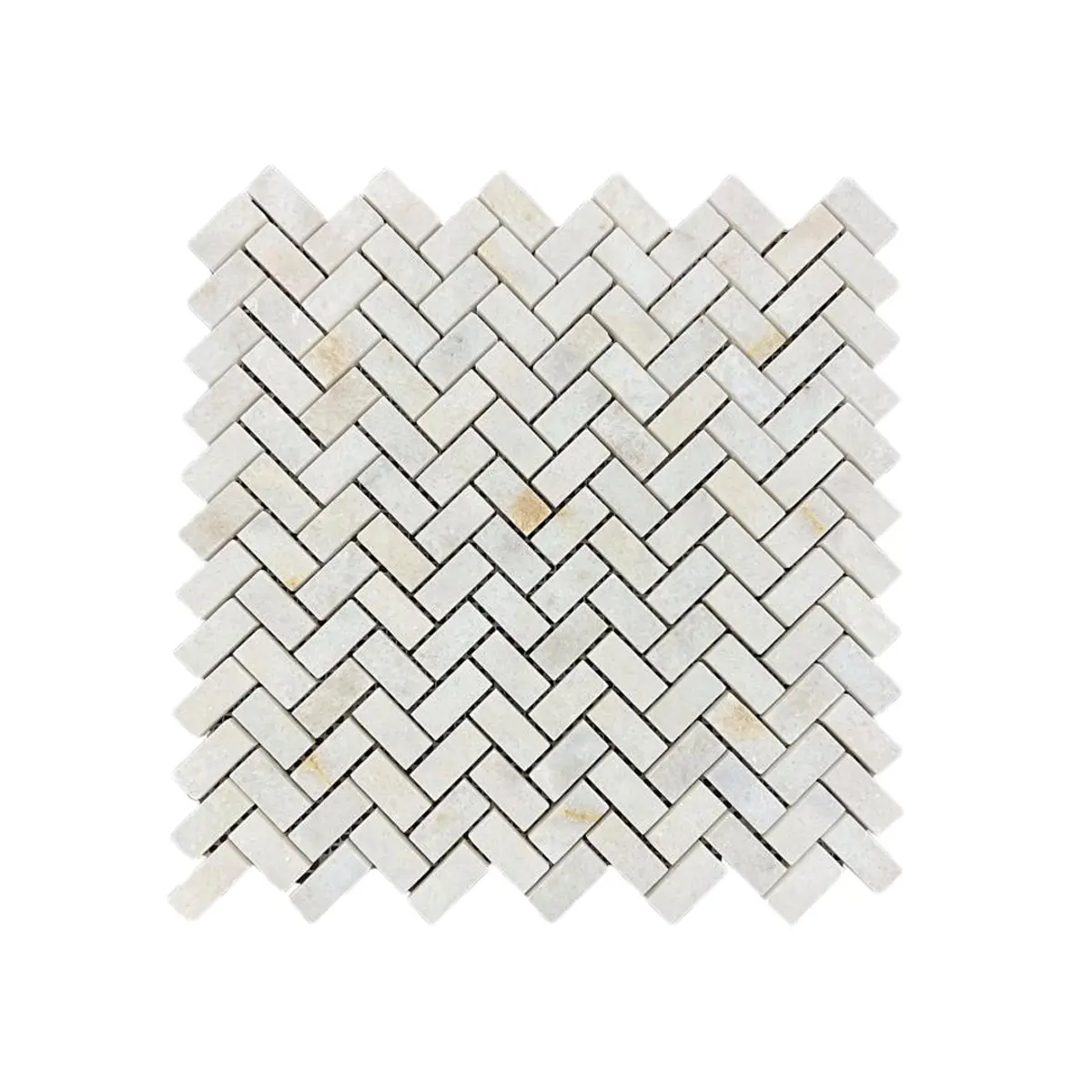 Calacatta Sugar Honed Marble Herringbone Mosaic Tiles