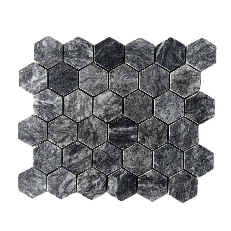 Platinum Black Polished Marble Hexagon Mosaic Tiles