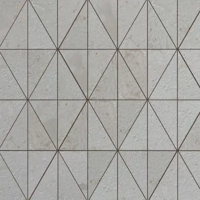 Shellstone Brushed Limestone Triangle Mosaic Tiles