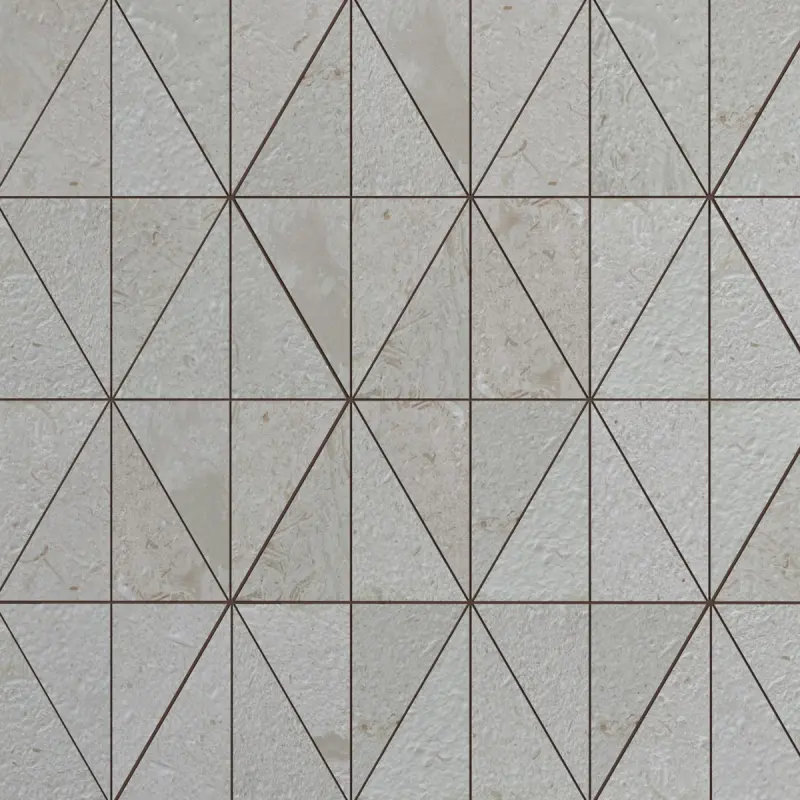 Shellstone Brushed Limestone Triangle Mosaic Tiles