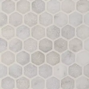 Carrara White Tumbled Marble Hexagon Mosaic Tile view 2